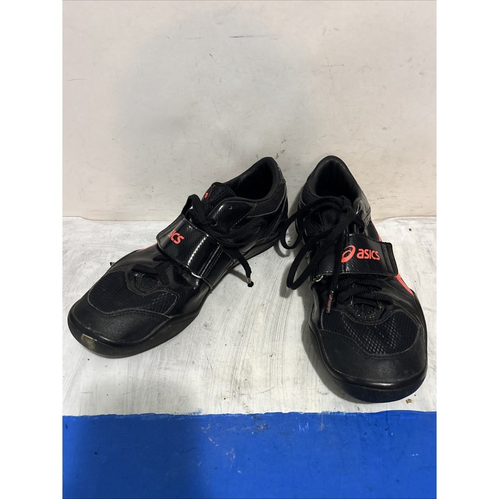 Asics Throw Pro Track & Field Shoes Mens 9 Black Red Leather G605Y